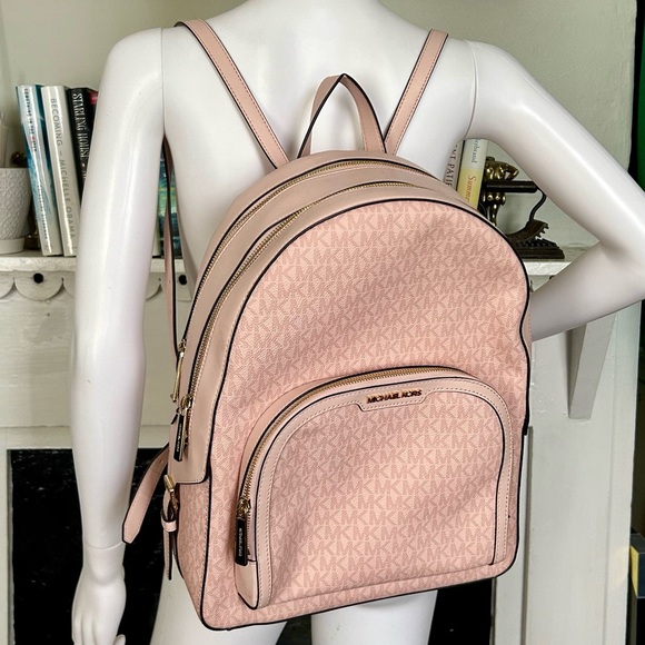 Michael Kors Large Jaycee Logo Pink Backpack - Picture 5 of 11